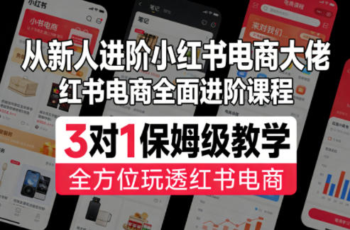 从新人进阶小红书电商大佬,红书电商全面进阶课程,3对1保姆级教学,全方位玩透红书电商-星空网创资源