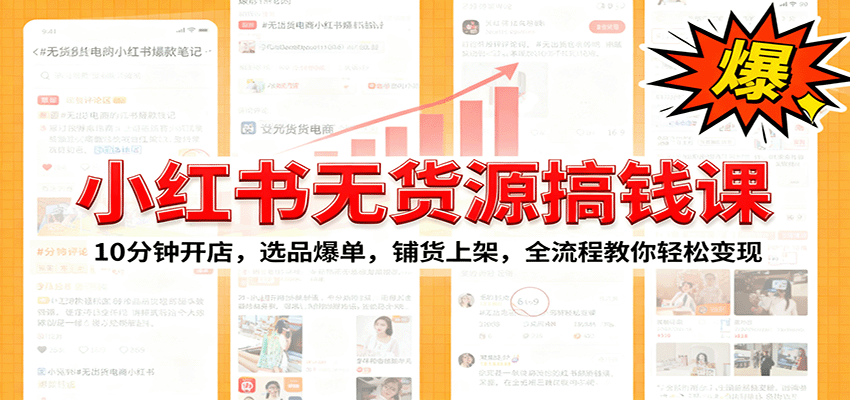 小红书无货源爆单课：10分钟开店，选品爆单，铺货上架，全流程教你轻松变现-星空网创资源