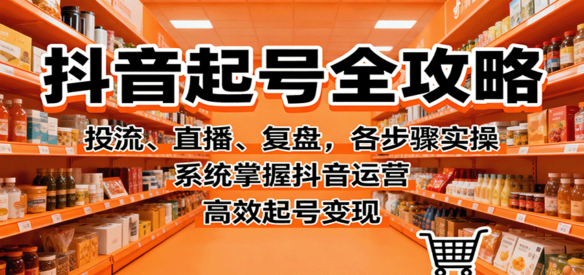 抖音起号全攻略，投流、直播、复盘，各步骤实操，系统掌握抖音运营，高效起号变现-星空网创资源