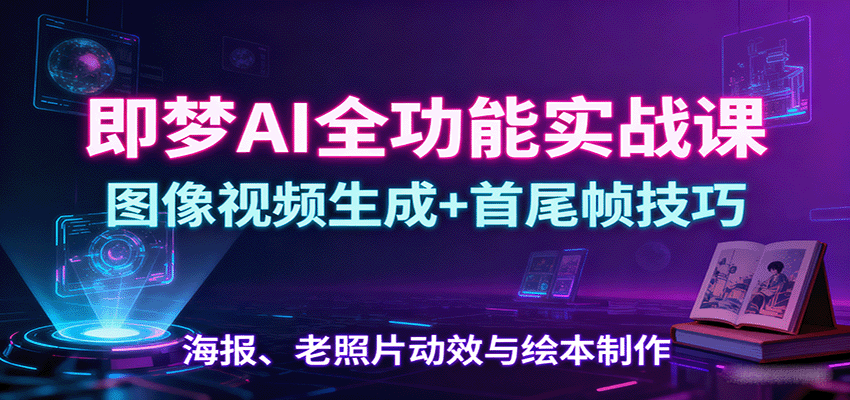 即梦AI全功能实战课：图像视频生成+首尾帧技巧，海报、老照片动效与绘本制作-星空网创资源
