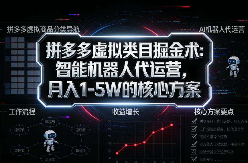 拼多多虚拟类目掘金术：智能机器人代运营，月入1-5W的核心方案【揭秘】-星空网创资源