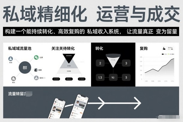 私域精细化运营与成交,构建一个能持续转化、高效复购的私域收入系统,让流量真正变为留量 私域精细化运营与成交,构建一个能持续转化、高效复购的私域收入系统,让流量真正变为留量