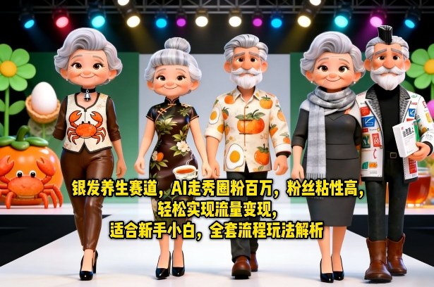 银发养生赛道,AI走秀圈粉百万,粉丝粘性高,轻松实现流量变现,适合新手小白,全套流程玩法解析-星空网创资源