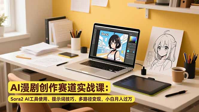 AI漫剧创作赛道实战课:Sora2 AI工具使用、提示词技巧、多路径变现,小白月入过万-星空网创资源