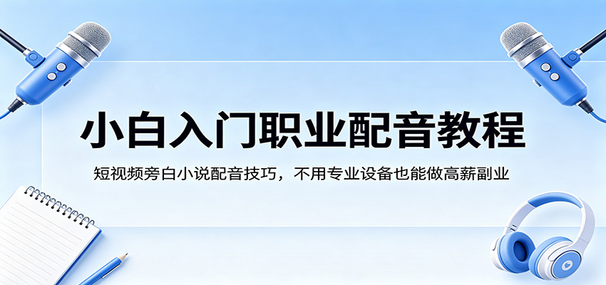 小白入门职业配音教程,短视频旁白小说配音技巧,不用专业设备也能做高薪副业-星空网创资源