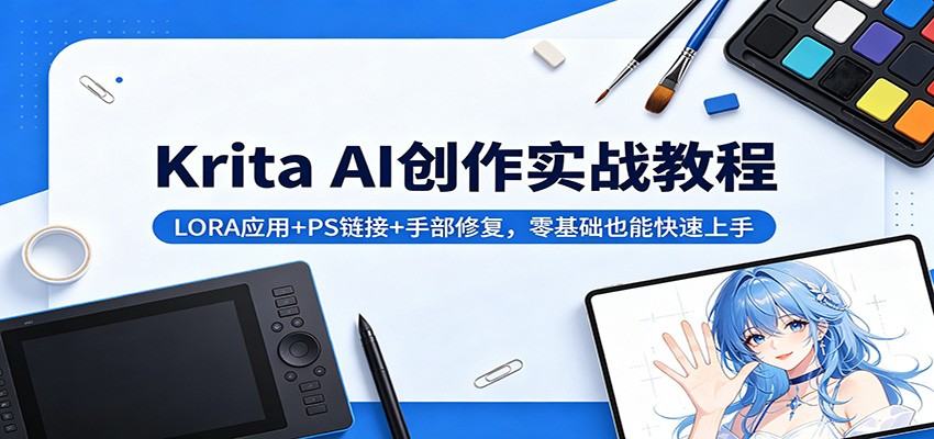 Krita AI创作实战教程:LORA应用+PS链接+手部修复,零基础也能快速上手-星空网创资源