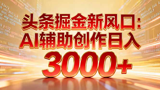 头条掘金新风口:AI辅助创作日入3000+,矩阵玩法当天启动隔天见效-星空网创资源