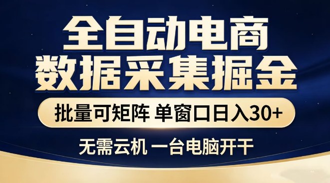 全自动电商数据集掘金,批量可矩阵,单窗口日入30+,无需云机,一台电脑开干【揭秘】-星空网创资源