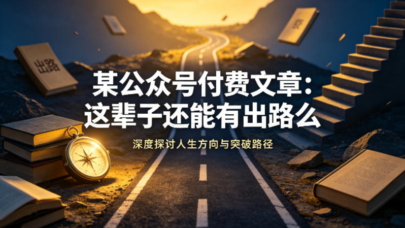 某公众号付费文章:这辈子还能有出路么-星空网创资源