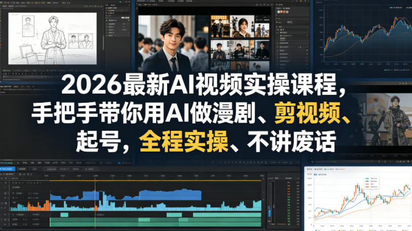 2026最新AI视频实操课程，手把手带你用AI做漫剧、剪视频、起号，全程实操、不讲废话-星空网创资源