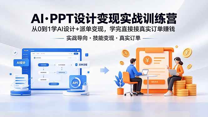 (18457期)AI·PPT设计变现实战训练营,从0到1学AI设计+派单变现,学完直接接真实订单赚钱-星空网创资源