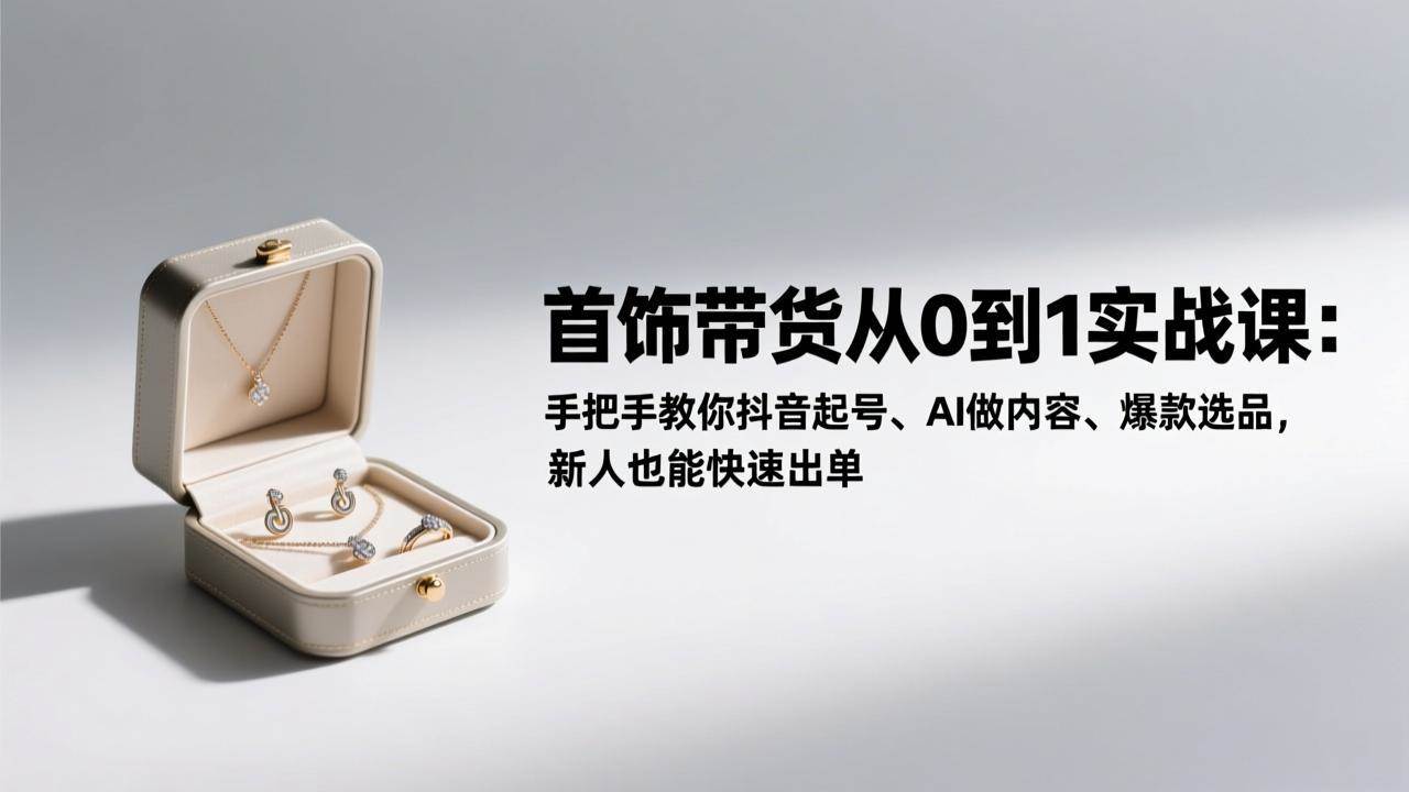 (17178期)首饰带货从0到1实战课:手把手教你抖音起号、AI做内容、爆款选品,新人也能快速出单 (17178期)首饰带货从0到1实战课:手把手教你抖音起号、AI做内容、爆款选品,新人也能快速出单