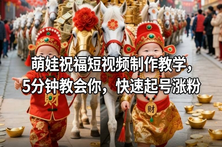 萌娃祝福短视频制作教学，5分钟教会你，快速起号涨粉-星空网创资源