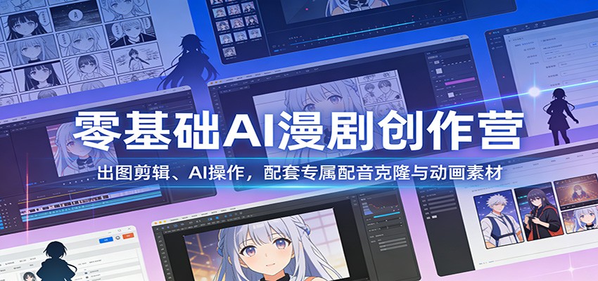 零基础AI漫剧创作营：出图剪辑、AI操作，配套专属配音克隆与动画素材-星空网创资源