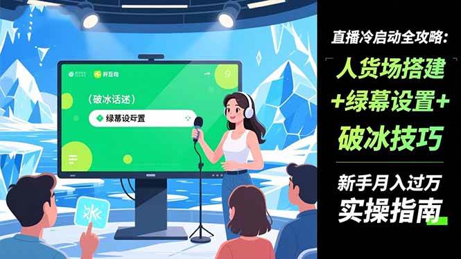 （16605期）直播冷启动全攻略:人货场搭建+绿幕设置+破冰技巧，新手月入过万实操指南-星空网创资源