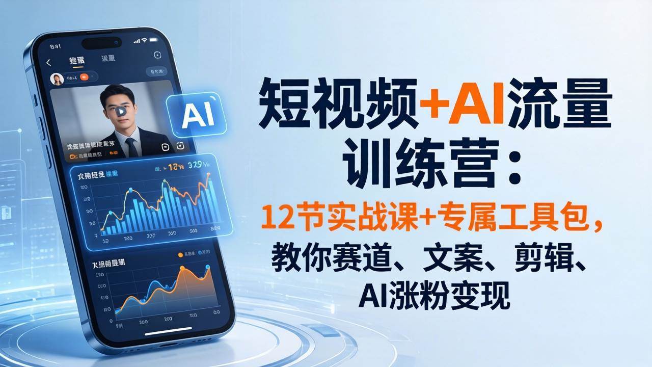 (18078期)短视频+AI流量训练营:12节实战课+专属工具包,教你赛道、文案、剪辑、AI涨粉变现 (18078期)短视频+AI流量训练营:12节实战课+专属工具包,教你赛道、文案、剪辑、AI涨粉变现