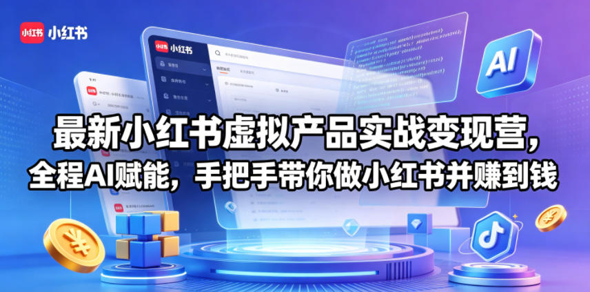 最新小红书虚拟产品实战变现营,全程AI赋能,手把手带你做小红书并赚到钱-星空网创资源