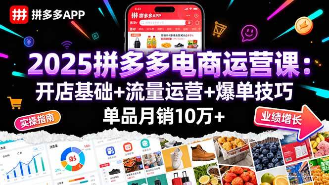 （16018期）2025拼多多电商运营课：开店基础+流量运营+爆单技巧，单品月销10万+-星空网创资源