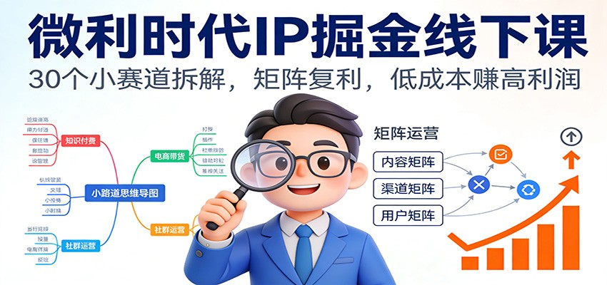 微利时代IP掘金线下课：30个小赛道拆解，矩阵复利，低成本赚高利润-星空网创资源