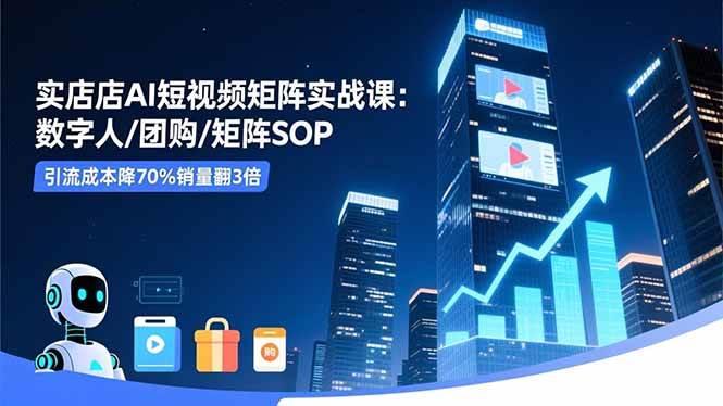 （16539期）实体店AI短视频矩阵实战课：数字人/团购/矩阵SOP，引流成本降70%销量翻3倍-星空网创资源