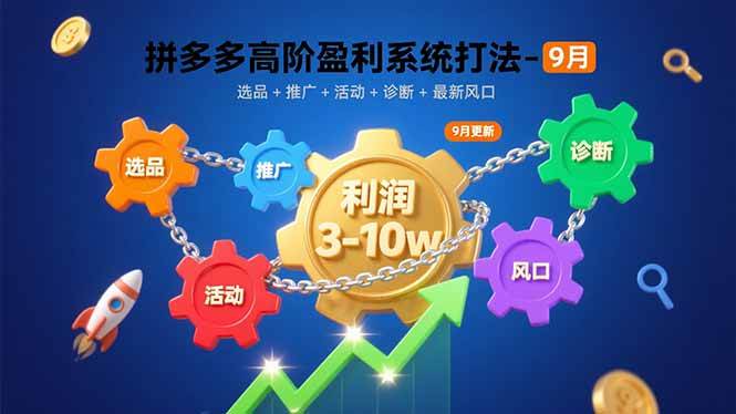 (15916期)拼多多高阶盈利系统打法-9月:选品+推广+活动+诊断+最新风口,月利润3-10w-星空网创资源