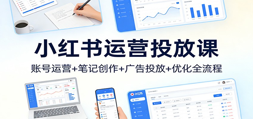 小红书运营投放课：账号运营+笔记创作+广告投放+优化全流程-星空网创资源