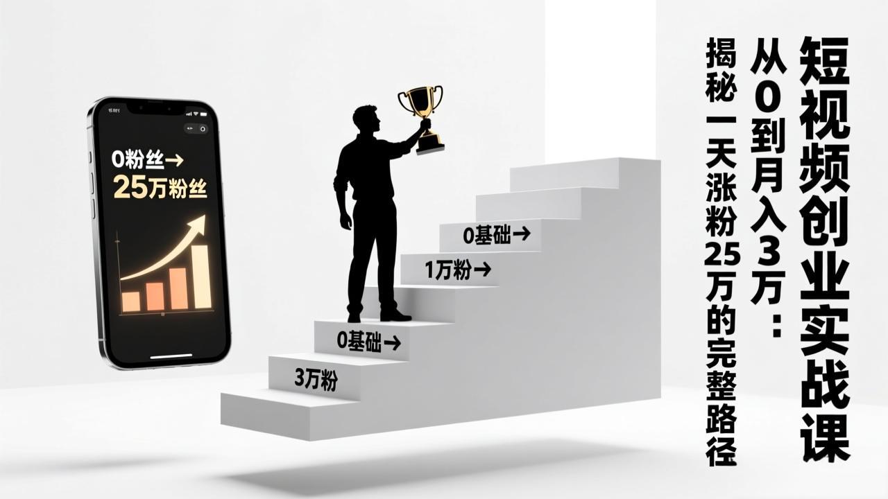 短视频创业实战课:从0到月入3万:揭秘一天涨粉25万的完整路径-星空网创资源