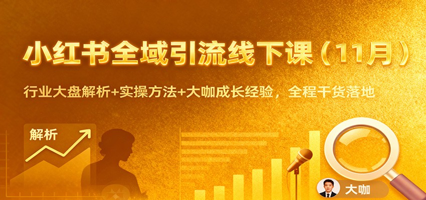 小红书全域引流线下课(11月)：行业大盘解析+实操方法+大咖成长经验，全程干货落地-星空网创资源