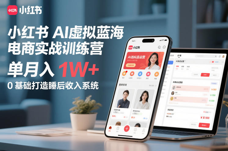 小红书AI虚拟蓝海电商实战训练营,单月入1W+,0基础打造睡后收入系统 小红书AI虚拟蓝海电商实战训练营,单月入1W+,0基础打造睡后收入系统