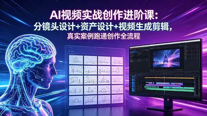 （18596期）AI视频实战创作进阶课：分镜头设计+资产设计+视频生成剪辑，真实案例跑通创作全流程-星空网创资源