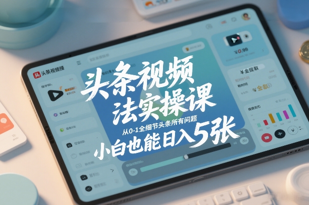 头条视频玩法实操课,从0-1全细节头条所有问题,小白也能日入5张 头条视频玩法实操课,从0-1全细节头条所有问题,小白也能日入5张