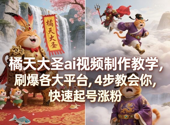 橘天大圣ai视频制作教学,刷爆各大平台,4步教会你,快速起号涨粉 橘天大圣ai视频制作教学,刷爆各大平台,4步教会你,快速起号涨粉