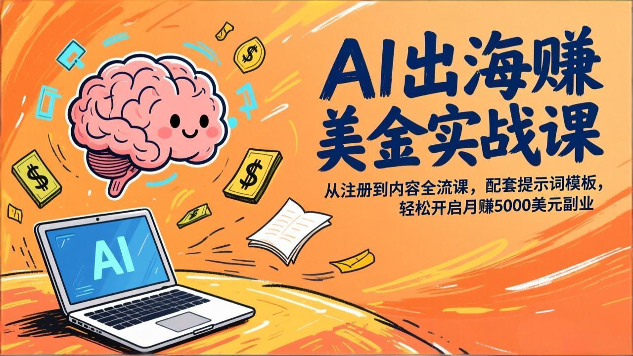 AI出海赚美金实战课,从注册到内容全流程,配套提示词模板,轻松开启月赚5000美元副业-星空网创资源