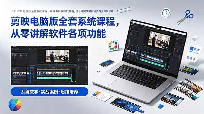 (18926期)剪映电脑版全套系统课程,从零讲解软件各项功能,结合海量实战案例培养专业剪辑思维-星空网创资源