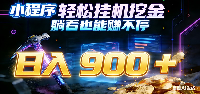 小程序挂机挖金，自动赚金币换现金，多号并行日入900+，轻松搞副业-星空网创资源