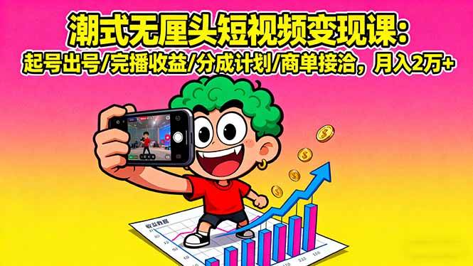 （16023期）潮式无厘头短视频变现课：起号出号/完播收益/分成计划/商单接洽，月入2万+-星空网创资源