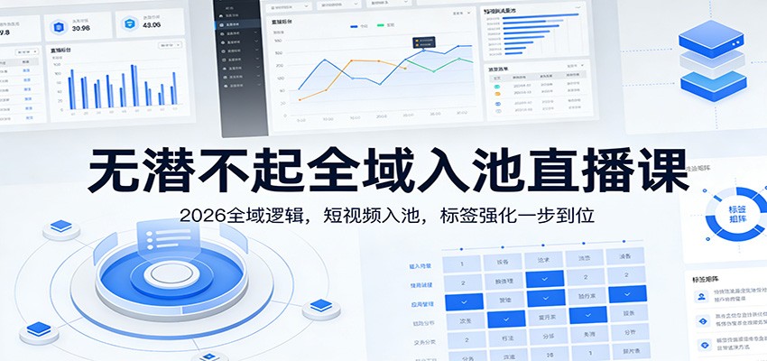无潜不起全域入池直播课：2026全域逻辑，短视频入池，标签强化一步到位-星空网创资源