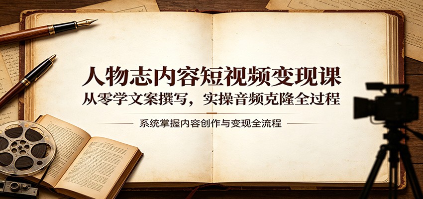 人物志内容短视频变现课：从零学文案撰写，实操音频克隆全过程-星空网创资源