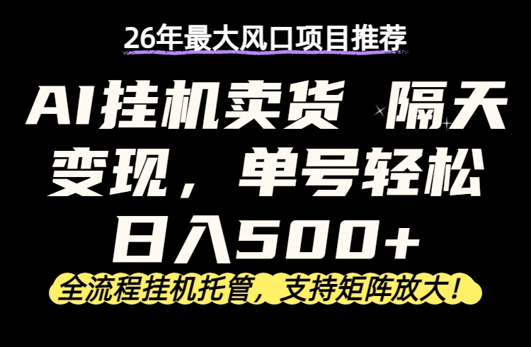 26年最新AI挂机卖货，隔天出收益，单账号轻松日入500+-星空网创资源