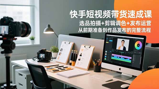 快手短视频带货速成课，选品拍摄+剪辑调色+发布运营，从前期准备到作品发布的完整流程-星空网创资源