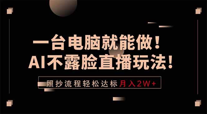(18472期)一台电脑就能做!AI不露脸直播玩法,照抄流程轻松达标月入2W+-星空网创资源