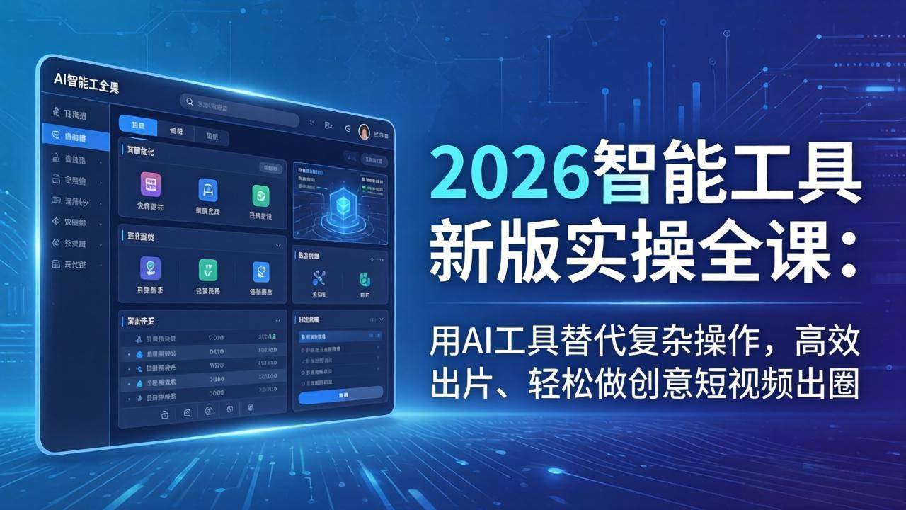 （18005期）2026智能工具新版实操全课：用AI工具替代复杂操作，高效出片、轻松做创意短视频出圈-星空网创资源