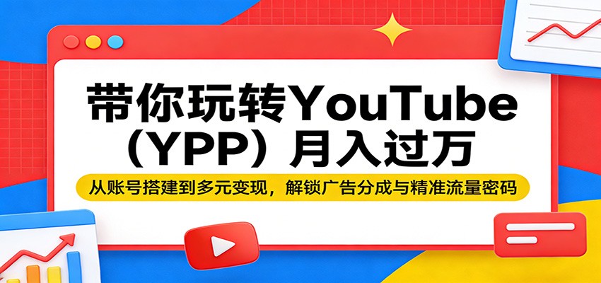 带你玩转YouTube(YPP)月入过万：从账号搭建到多元变现，解锁广告分成与精准流量密码-星空网创资源