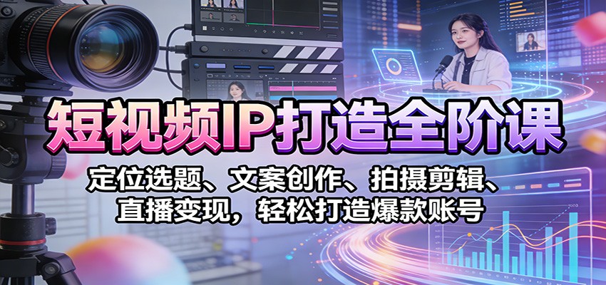 短视频IP打造全阶课：定位选题、文案创作、拍摄剪辑、直播变现，轻松打造爆款账号-星空网创资源