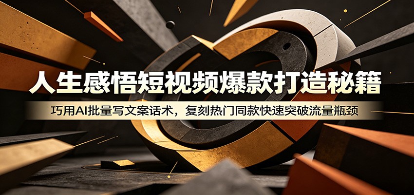 人生感悟短视频爆款打造秘籍：巧用A 批量写文案话术，复刻热门同款快速突破流量瓶颈-星空网创资源