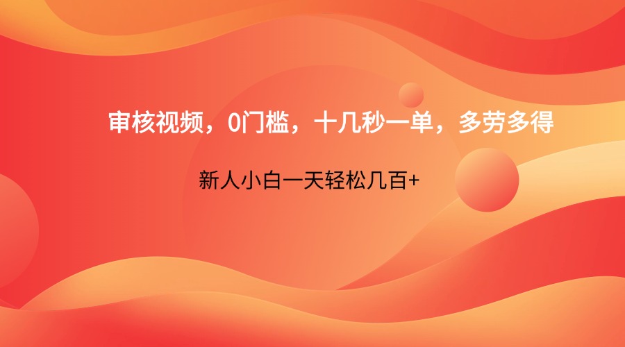 审核视频,0门槛,十几秒一单,多劳多得,新人小白一天轻松几百+-星空网创资源