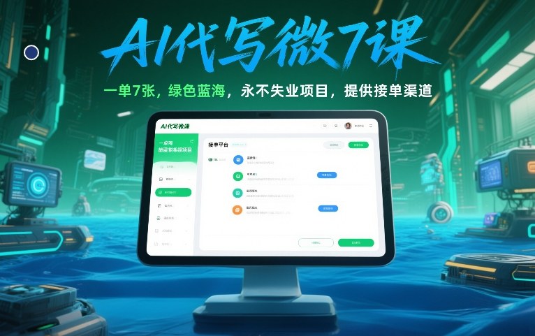 AI代写微课,一单7张,绿色蓝海,永不失业项目,提供接单渠道! AI代写微课,一单7张,绿色蓝海,永不失业项目,提供接单渠道!