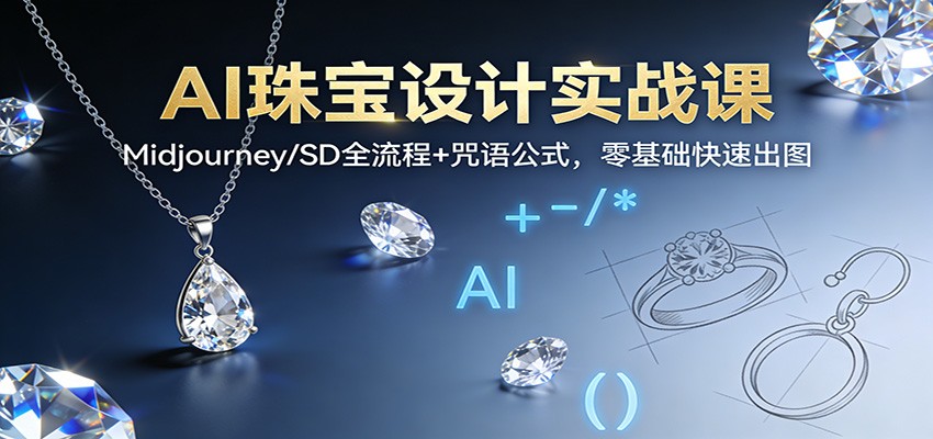 AI珠宝设计实战课：Midjourney/SD全流程+咒语公式，零基础快速出图-星空网创资源