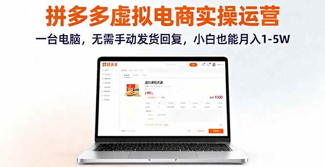 (16138期)拼多多虚拟电商实操运营,一台电脑,无需手动发货回复,小白也能月入1-5W-星空网创资源