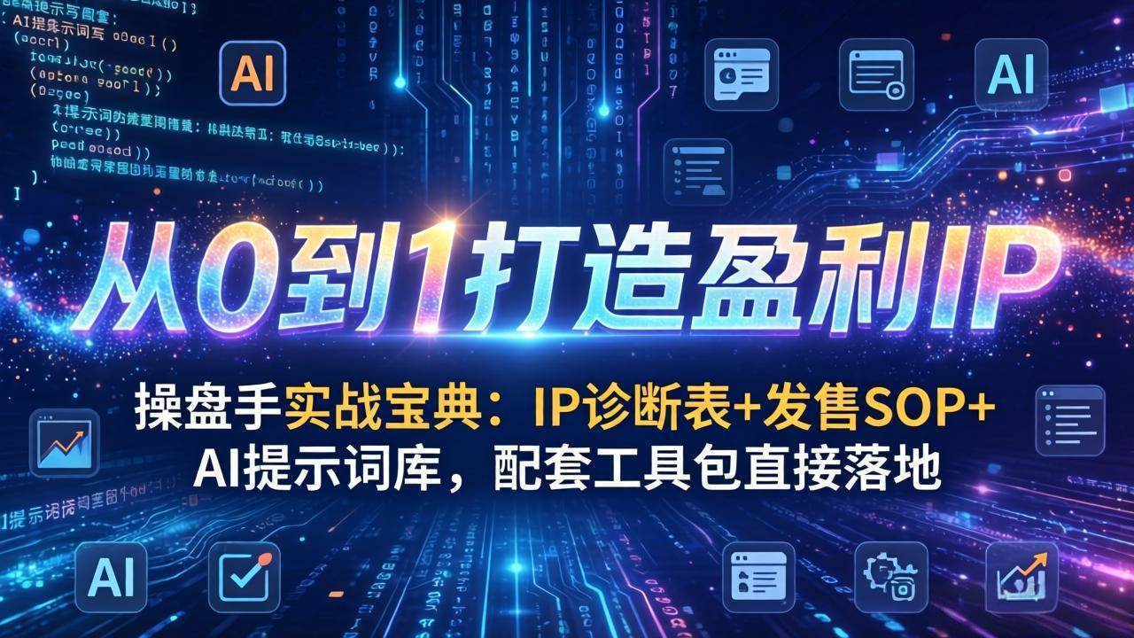 （17593期）操盘手实战宝典：IP诊断表+发售SOP+AI提示词库，配套工具包直接落地，从0到1打造盈利IP-星空网创资源